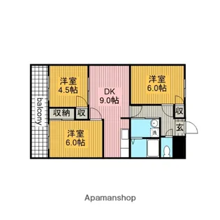 サンライフ弁天【3階】の間取り