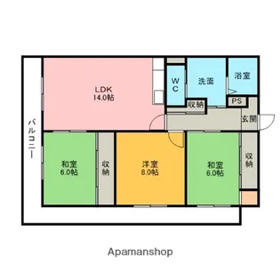 ユートピア東照苑【3B号室】の間取り