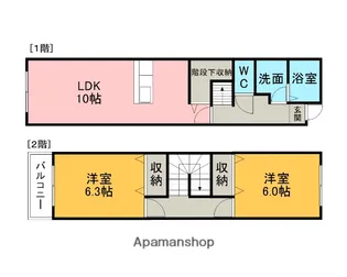 愛知県安城市安城町清水【テラスハウス】の間取り