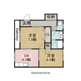 グレイス若宮【203号室】の間取り
