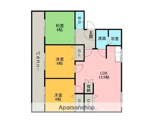 スカイタウン大山【3階】の間取り