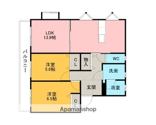 プレイン横山C【1階】の間取り