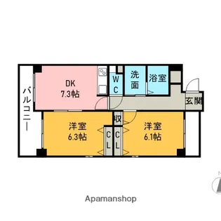 ウエイズ相生【601号室】の間取り