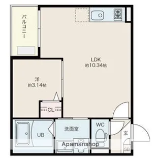 1LDKの間取り画像