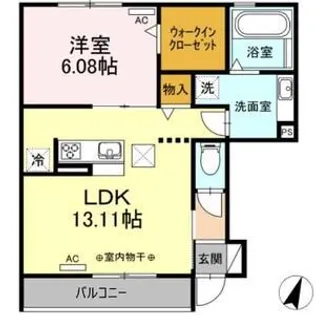 サニーヒル山河【1階】の間取り