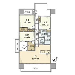 リコットタワー新安城【1301号室】の間取り