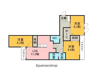 ラシェリーヌ【305号室】の間取り