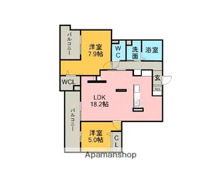 ラシェリーヌ【202号室】の間取り