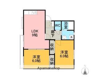 ウエスト長坂 C【202号室】の間取り