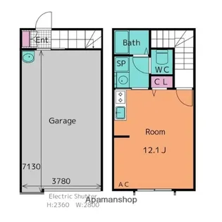 GARAGE VILLA 西岡崎【106号室】の間取り