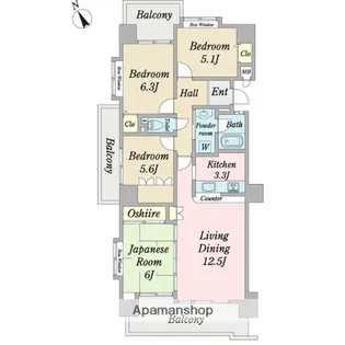 ユニーブル矢作【11階部分号室】の間取り