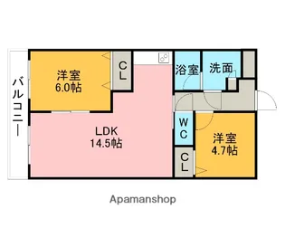 2LDKの間取り画像