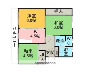 ドエルなかて【1階】の間取り