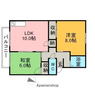パークハイツ都A・B【A102号室】の間取り