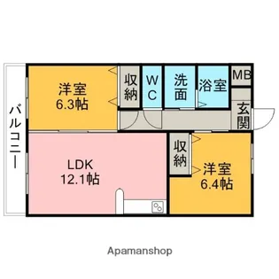 田園NEO Ⅱ【102号室】の間取り