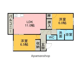 セゾンのぞみC棟【1階】の間取り