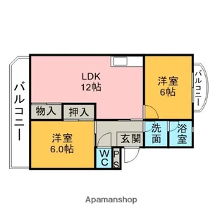 グランメール幸【105号室】の間取り