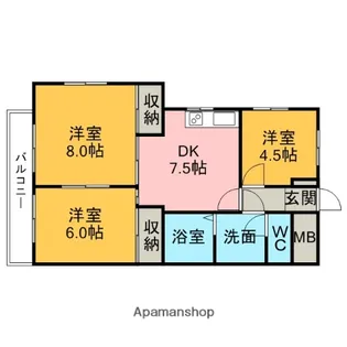 エステートKATO1【201号室】の間取り