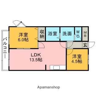 エステートKATO1【102号室】の間取り