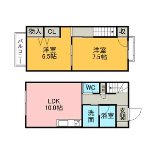 愛知県刈谷市井ケ谷町井田【テラスハウス】の間取り