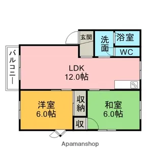 ジュネスシャトーA棟B棟【A203号室】の間取り