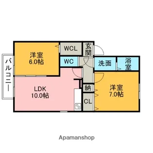 ヴィーブル加藤ⅡB棟【101号室】の間取り