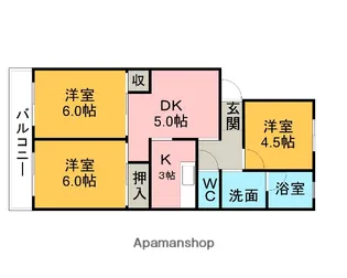 パークハイツ司【3階】の間取り