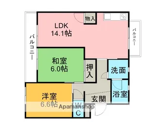 ヴェルドミール江坂【B 102号室】の間取り
