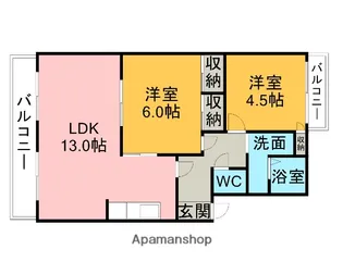 サンクリスタル末広【101号室】の間取り