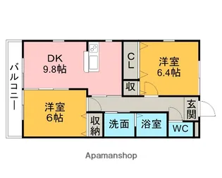 パストール恩田【A102号室】の間取り