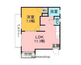 シティハイム一ツ木【102号室】の間取り