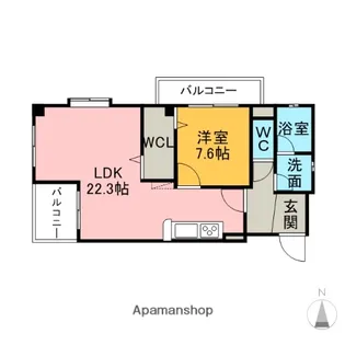 サンコートHANNOKI【103号室】の間取り