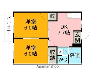 エルディム呉竹【202号室】の間取り