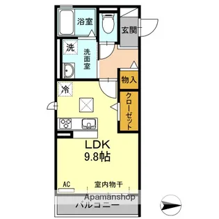 アールオッツ【1階】の間取り