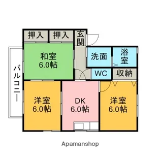 セジュール呉竹【A102号室】の間取り