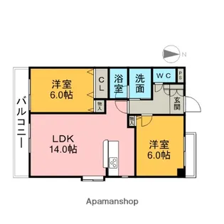 メゾンローズ【202号室】の間取り