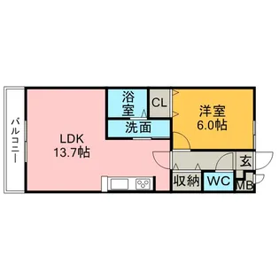アンプルール リーブル KOIKEⅡA【2階】の間取り