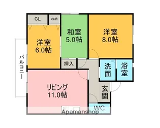 ハイツセブン B【202号室】の間取り