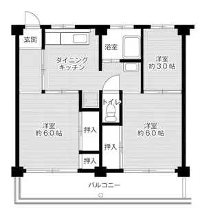 ビレッジハウス湯山2号棟【0302号室】の間取り