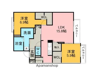 ドミール半僧坊【103号室】の間取り