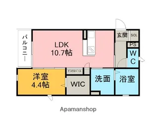 ラシーネ中手【105号室】の間取り