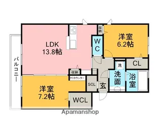 MAISON HEUREUX DEUX【205号室】の間取り