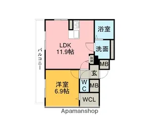 パークビューH2ONE【501号室】の間取り