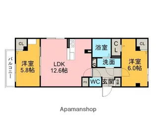 パークビューH2ONE【201号室】の間取り