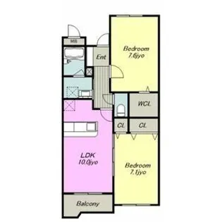 グレイス一ツ木Ⅰ【2階】の間取り