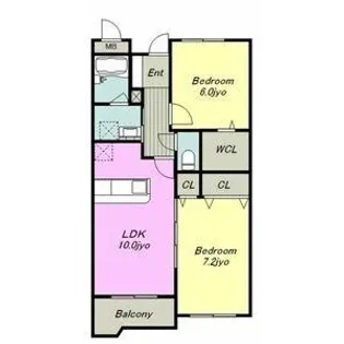 グレイス一ツ木Ⅰ【2階】の間取り