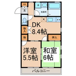 ユーハイツパーシモン【201号室号室】の間取り