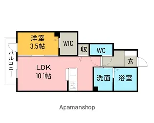 コルネット・ロッソK【101号室】の間取り
