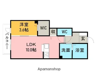 コルネット・ロッソK【103号室】の間取り