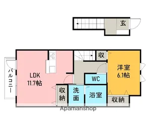 コルネット・ロッソK【203号室】の間取り